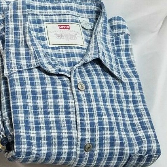 Vintage LEVI'S Denim Plaid Button Up Long Sleeves - Picture 2 of 4